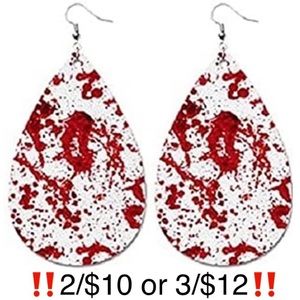 Faux Leather Blood Splatter Halloween Costume Earrings